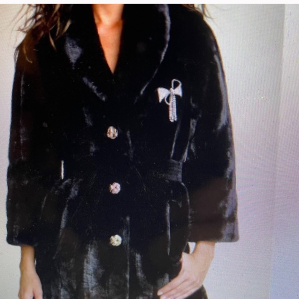 Juicy Couture faux fur jacket with beautiful pin
